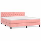 The Living Store Box spring postelja z vzmetnico roza 160x200 cm žamet - Box Spring Postelja, (21488632) | Shoptok.si