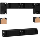 vidaXL Set TV komoda s policom Ostalo s pohranom s vratima 8 pcs Crni hrast 100 x 30 x 30 cm | shoptok.hr