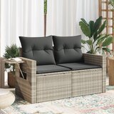 Maison Chic Vrtni kavč - Zunanji kavč z blazinami 2-sedežni svetlo siv poli ratan, (22040568) | Shoptok.si