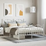 Maison Chic Kovinski Posteljni okvir - Dvoposteljna postelja - Zakonska postelja z vzglavjem in vznožjem bel 140x200 cm, (21696133) | Shoptok.si