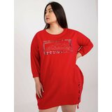 Fashion Hunters Red plus size sweatshirt dress with inscription Cene