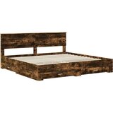  Okvir za krevet s uzglavljem Dimljeni hrast 200 x 200 cm | shoptok.hr