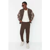 Trendyol Men's Brown Plus Size Regular/Normal Fit Comfortable Basic Cotton Sweatpants