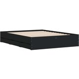 vidaXL Posteljni okvir s predali črn 140x190 cm inženirski les | Shoptok.si