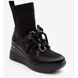 Kesi Women's ankle wedge boots with sock black Heladina