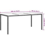  Vrtni stol sivi 190x90x75 cm od kaljenog stakla i poliratana | shoptok.hr