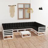 The Living Store Vrtna sedežna garnitura 10-delna z blazinami trdna borovina - Vrtna Sedežna Garnitura, (21474493) | Shoptok.si