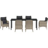  Komplet za jedilnico v vrtu 7 pcs Svetlo siva poli ratan, (5000311564) | Shoptok.si