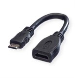 Value HDMI priključni kabel HDMI A utičnica, HDMI Mini C utikač 0.15 m crna 11.99.5586 sa zaštitom HDMI kabel Cijene