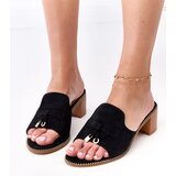  Black block heel mules with strap embellishment Gariend | Shoptok.si