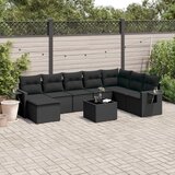 vidaXL 9-dijelni set vrtnih sofa s jastucima crni od poliratana | shoptok.hr