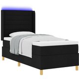 vidaXL Box Spring Krevet s Madracem i LED Crna 100x200 cm Tkanina | shoptok.hr