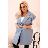 Kesi Włoski Women's Plus Size quilted vest with a belt and collar denim | shoptok.hr