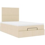 vidaXL Otomanski posteljni okvir z vzmetnico krem 120x190 cm blago, (21608934) | Shoptok.si