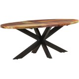  Blagovaonski stol ovalni 200x100x75 cm masivno obnovljeno drvo | shoptok.hr