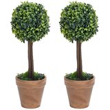  Umjetni šimširi s posudama 2 kom u obliku kugle zeleni 41 cm | shoptok.hr