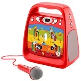 otroški radio z mikrofonom, rdeč