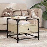 Furnova Klubska mizica s steklom sonoma hrast 50x50x45 cm jeklo, (21913144) | Shoptok.si