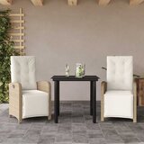  3-dijelni bistro set s jastucima bež od poliratana Dužina stola 80 cm | Shoptok.si