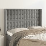  Uzglavlje s ušima svjetlosivo 147x16x118/128 cm baršunasto | shoptok.hr
