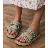 D/CEO Green espadrille flip-flops with buckles Induri | Shoptok.si