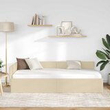  Kutni okvir kreveta s uzglavljem Krema 80 cm x 200 cm tkanina | shoptok.hr