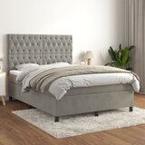  s oprugama i madracem svjetlosivi 140x190 cm baršunasti | shoptok.hr