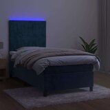  Box spring postelja z vzmetnico LED temno modra 90x190 cm žamet | Shoptok.si