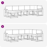  Set vanjskih sofa 7 kom. Bijela i krem Poliester Smeđa 310 x 132,5 x 73 cm | shoptok.hr