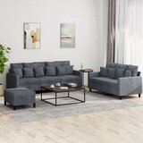  3-dijelni set sofa s jastucima tamnosivi baršunasti | shoptok.hr