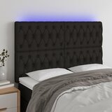 vidaXL LED posteljno vzglavje črno 144x7x118/128 cm blago Cene