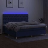  Krevet box spring s madracem LED plavi 200x200 cm od tkanine | shoptok.hr