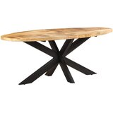  Blagovaonski stol ovalni 200 x 100 x 75 cm od grubog drva manga | shoptok.hr