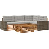  Set vanjskih sofa 5 kom. Prirodna i svjetlosiva Poliester | shoptok.hr
