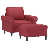  Fotelja s tabureom crvena boja vina 60 cm od umjetne kože | shoptok.hr