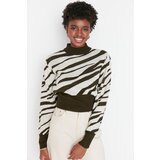 Trendyol Ženski džemper Zebra sa uzorkom sive boje kaki | ePonuda.com