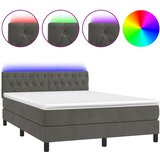 The Living Store Box spring postelja z vzmetnico LED temno siva 140x190 cm žamet - Box Spring Postelja, (21491495) | Shoptok.si