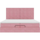  Okvir kreveta s madracima ružičasti 200x200cm baršunasti | shoptok.hr