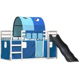 Krevet na kat s toboganom i zavjesama plavi 90 x 200 cm | shoptok.hr