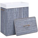  Košara za rublje od bambusa s 2 odjeljka siva 100 L | shoptok.hr