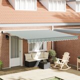 vidaXL ročna retractibilna tenda zelena in bela 400x300 cm, zamenjavna tenda za okvir 4x3 m zelena in bela | Shoptok.si