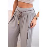 Kesi Włoski Women's viscose trousers with leg slit fango | Shoptok.si