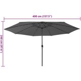  Vrtni suncobran LED s metalnom šipkom 400 cm antracit | shoptok.hr