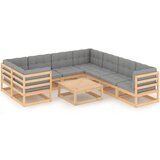 The Living Store Vrtna sedežna garnitura 9-delna z blazinami trdna borovina - Vrtna Sedežna Garnitura, (21477544) | Shoptok.si