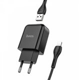 Hoco pametni hišni polnilec N2 z USB vtičem in s polnilnim kablom Lightning 2,1A - črn | Shoptok.si