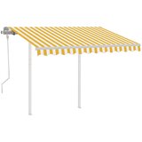 vidaXL Tenda na ručno uvlačenje sa stupovima 3 x 2 5 m žuto-bijela | shoptok.hr