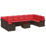  Sjedeća garnitura za vrt 11 kom. Smeđa poliratan 344 x 187,5 x 69 cm | Shoptok.si