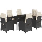  7-dijelni vrtni blagovaonski set s jastucima crni od poliratana | shoptok.hr