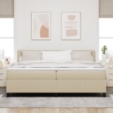  Postelja z vzmetnico in LED lučko Zeleno Sivo 200x200 cm iz žametnega materiala, (22083899) | Shoptok.si