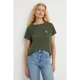 Levi's Bombažna kratka majica ženski, zelena barva